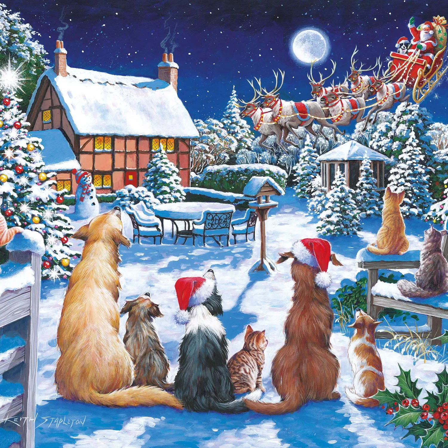 House of Puzzles Santa Paws puslespil 150 brikker tube jul