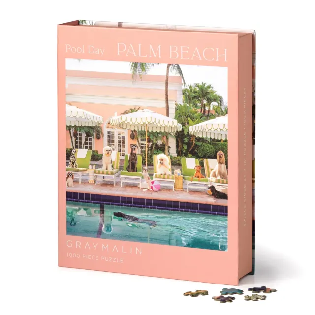 Gray Malin Pool Day Palm Beach puslespil 1000 brikker hunde