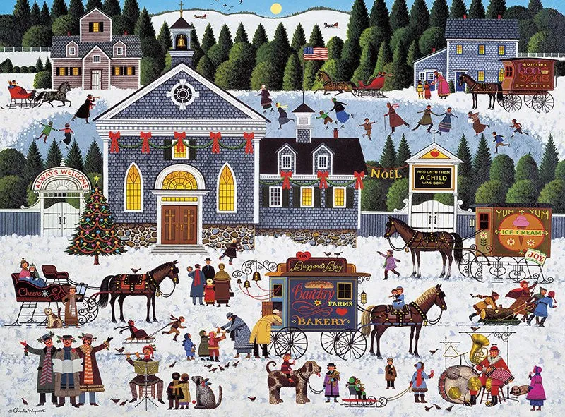 Buffalo Games Wysocki Churchyard Christmas puslespil 1000 jul
