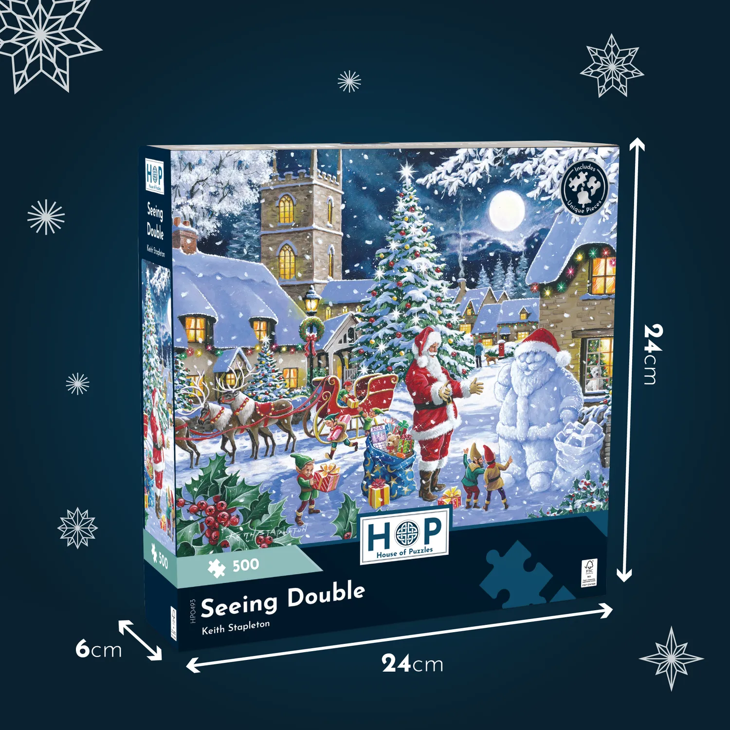 House of Puzzles Let It Snow puslespil 4 x 500 brikker vinter