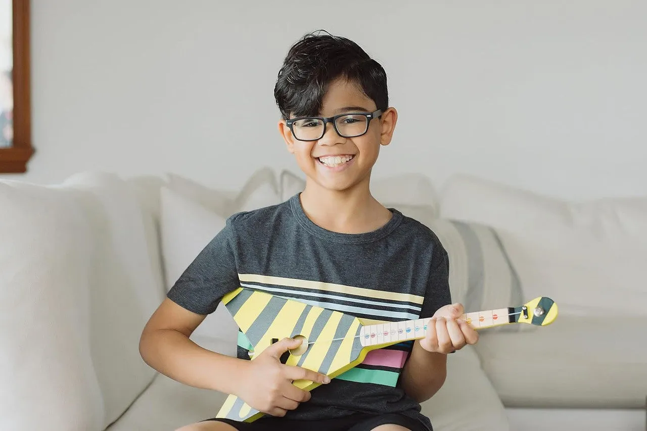 TinkerTar Yellow Zebra Flying V børneguitar 1 streng
