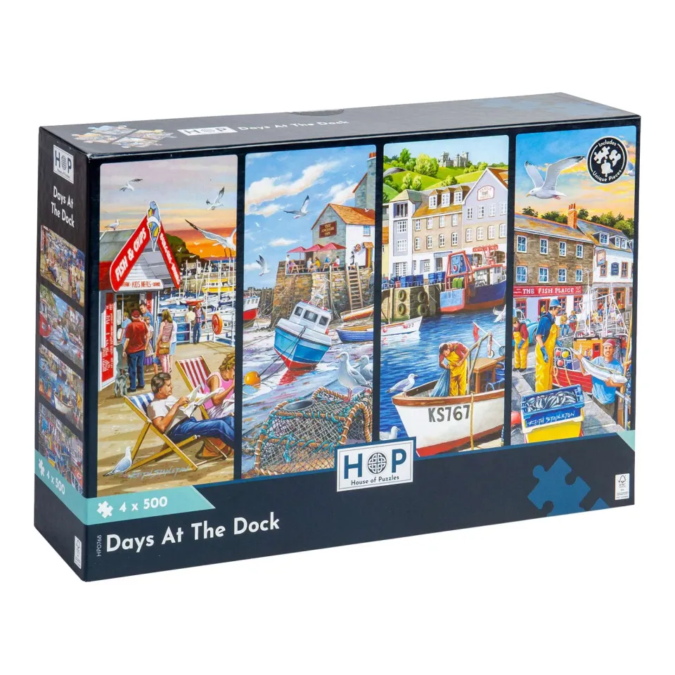 House of Puzzle Days At The Dock 4 x 500 puslespil havn