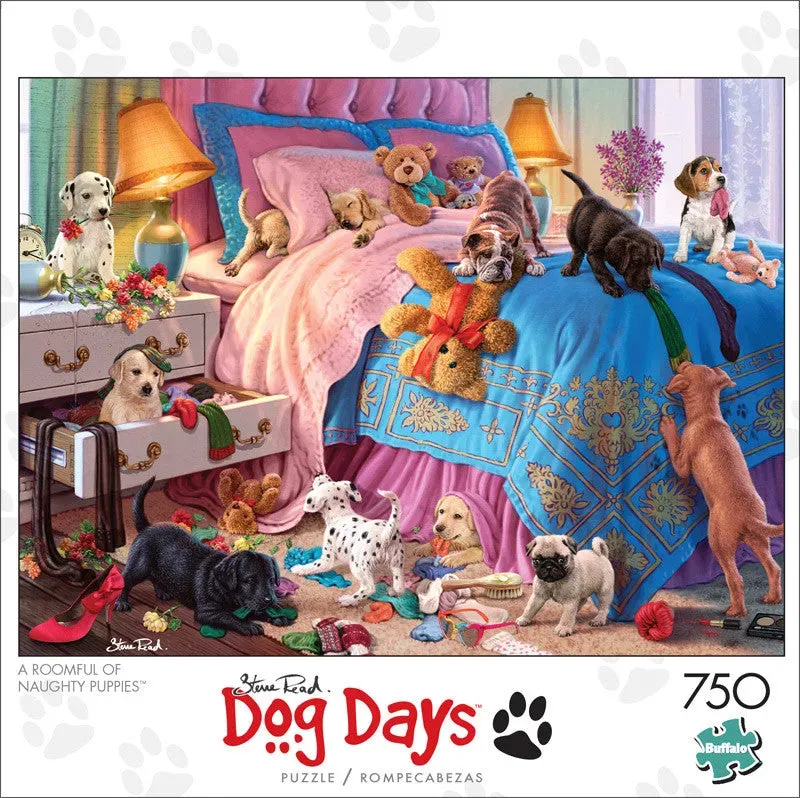 Buffalo Dog Days Naughty Puppies puslespil 750 brikker hunde
