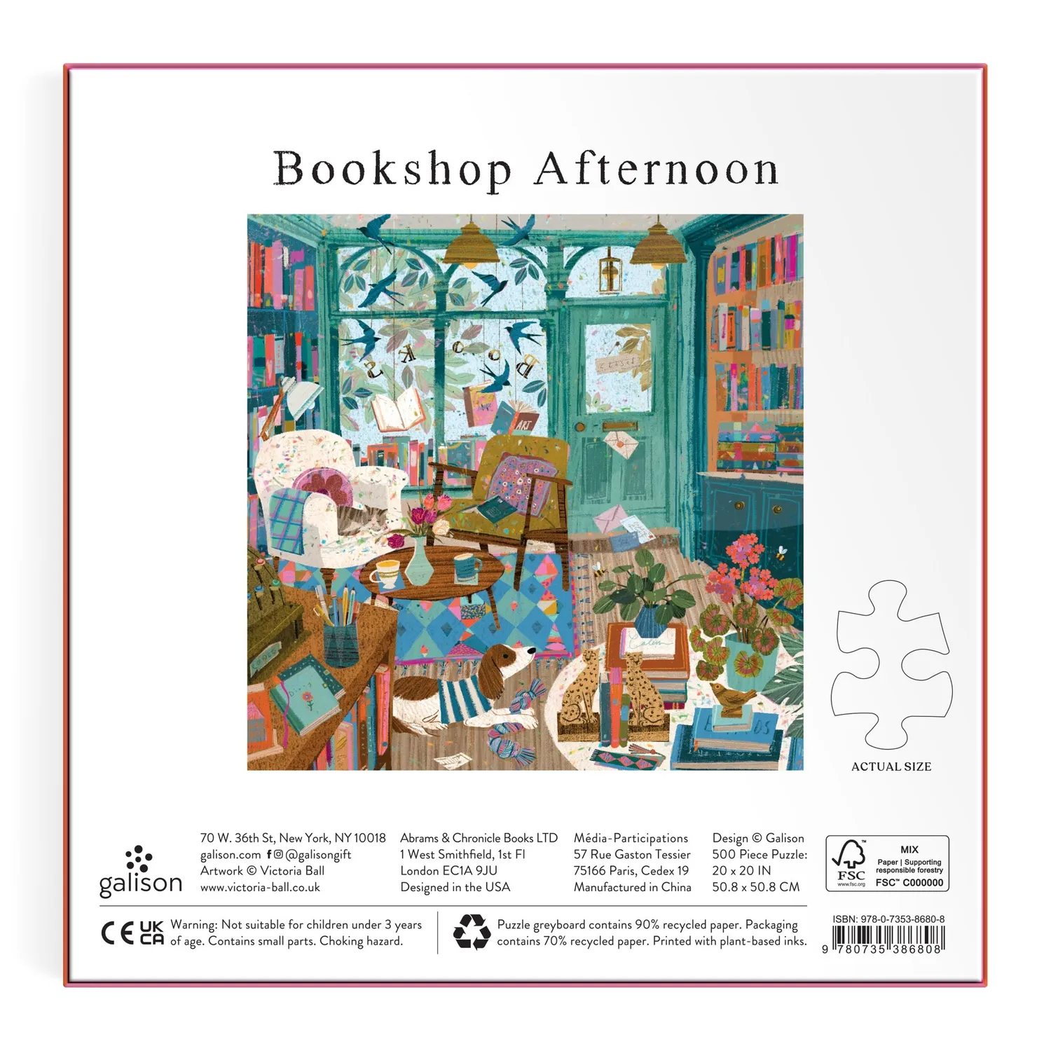 Galison Bookshop Afternoon puslespil 500 brikker folie