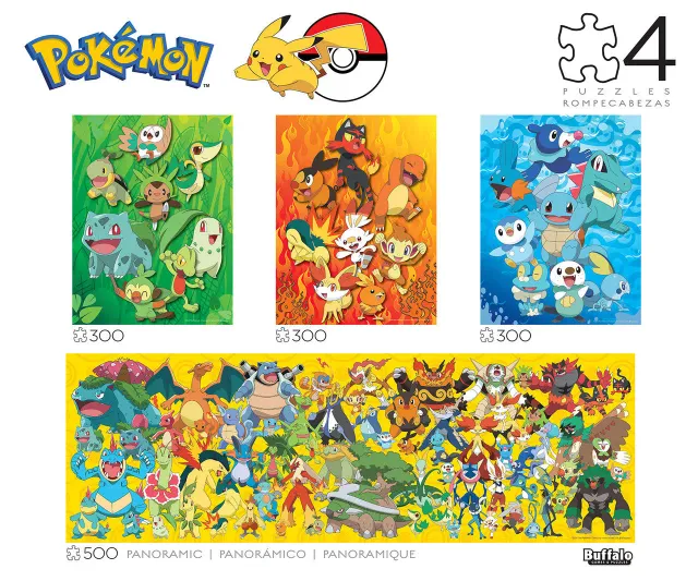 Buffalo Games Pokémon 4-i-1 puslespil multipack 300+500 brikker