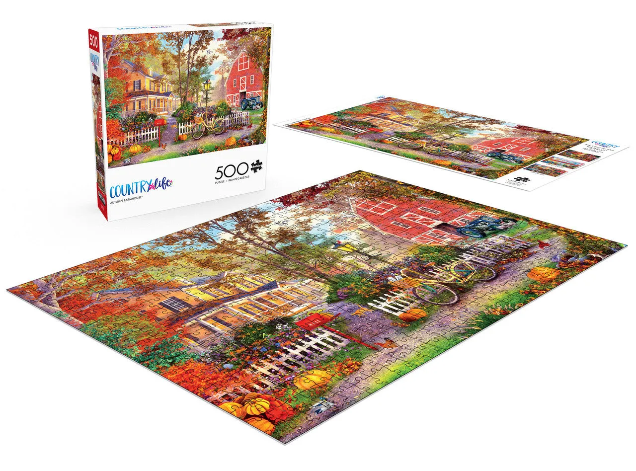 Buffalo Games Country Life Autumn Farmhouse puslespil 500 brikker efterår
