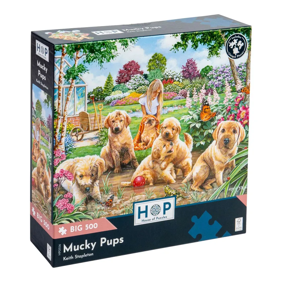 House of Puzzle BIG 500 Mucky Pups puslespil hunde