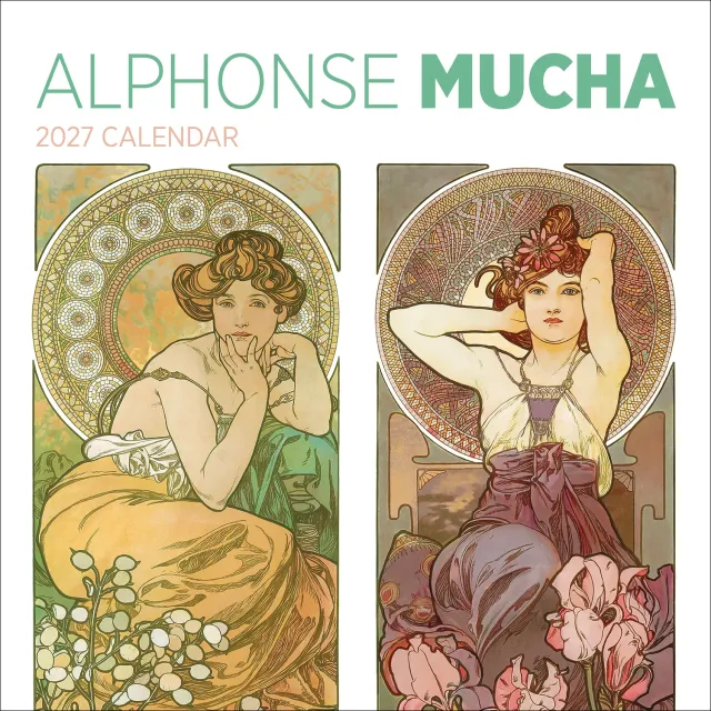 Pomegranate Alphonse Mucha 2027 vægkalender art nouveau