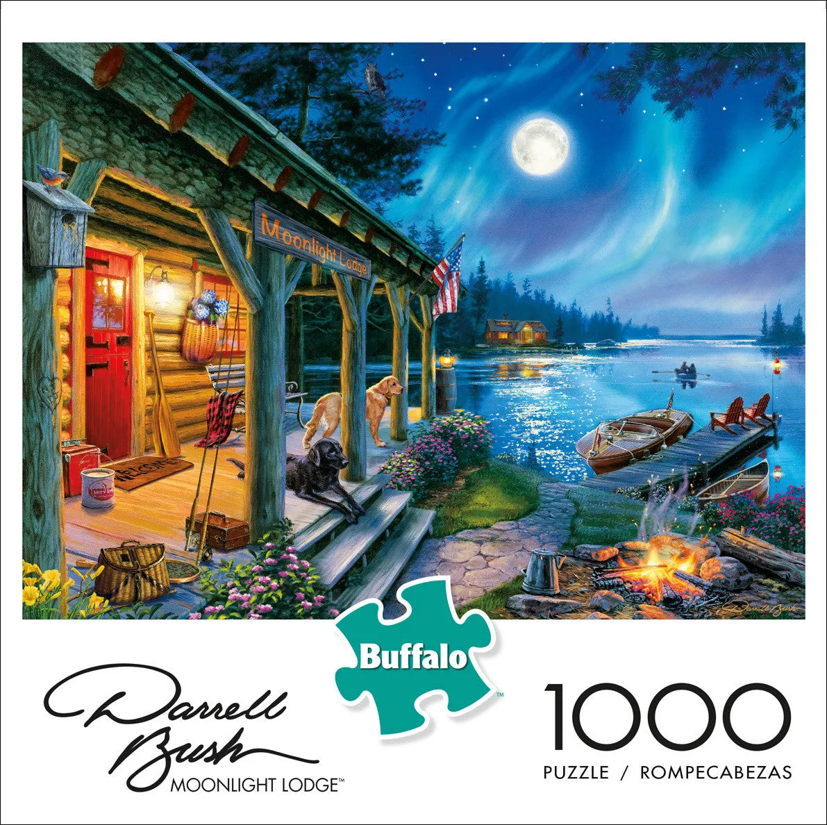 Buffalo Games Moonlight Lodge puslespil 1000 brikker måneskin