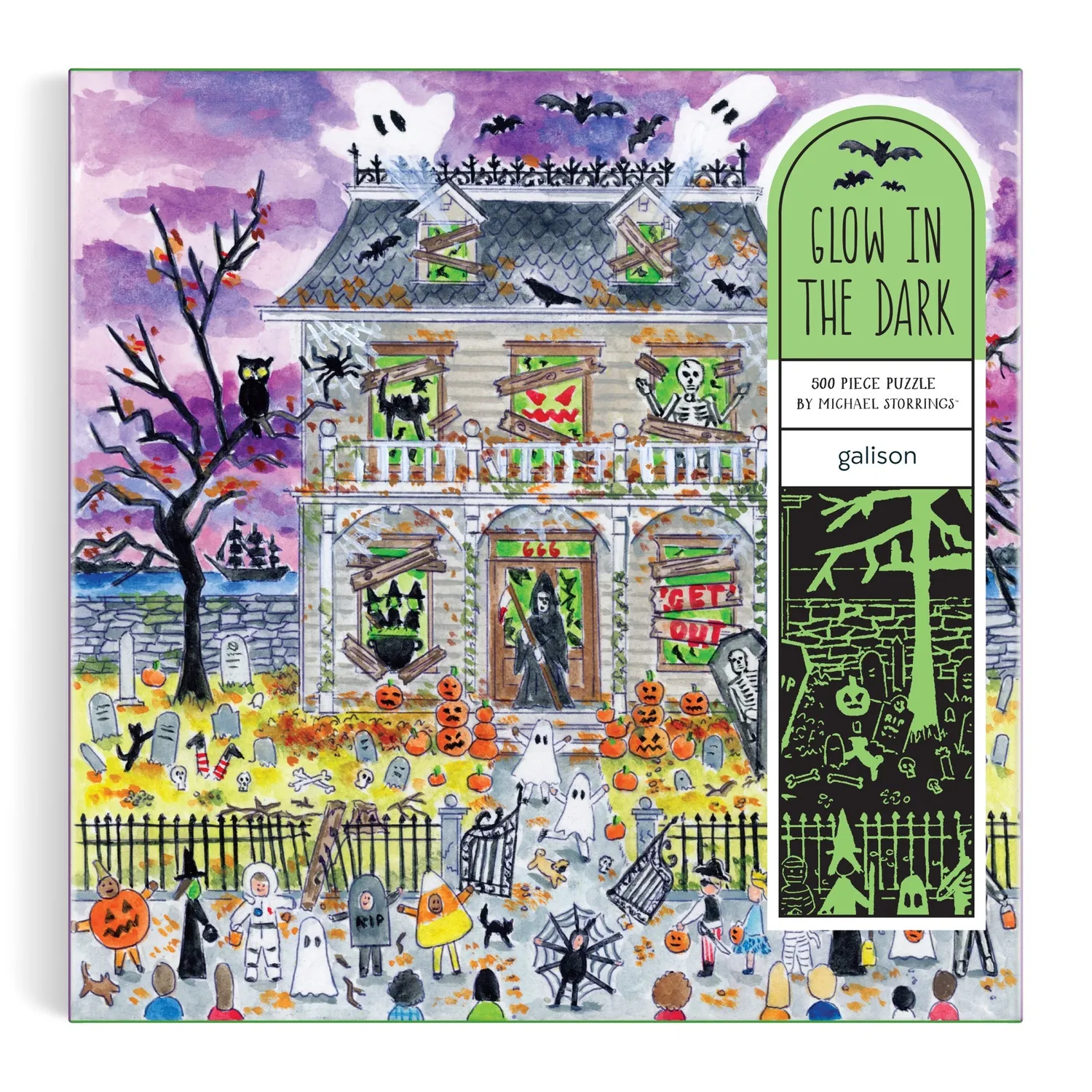 Galison Haunted House puslespil 500 brikker selvlysende