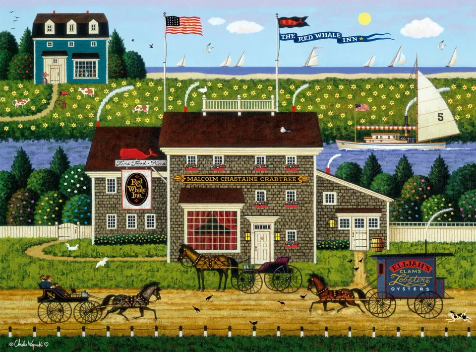 Buffalo Games Charles Wysocki Red Whale Inn puslespil 1000 brikker