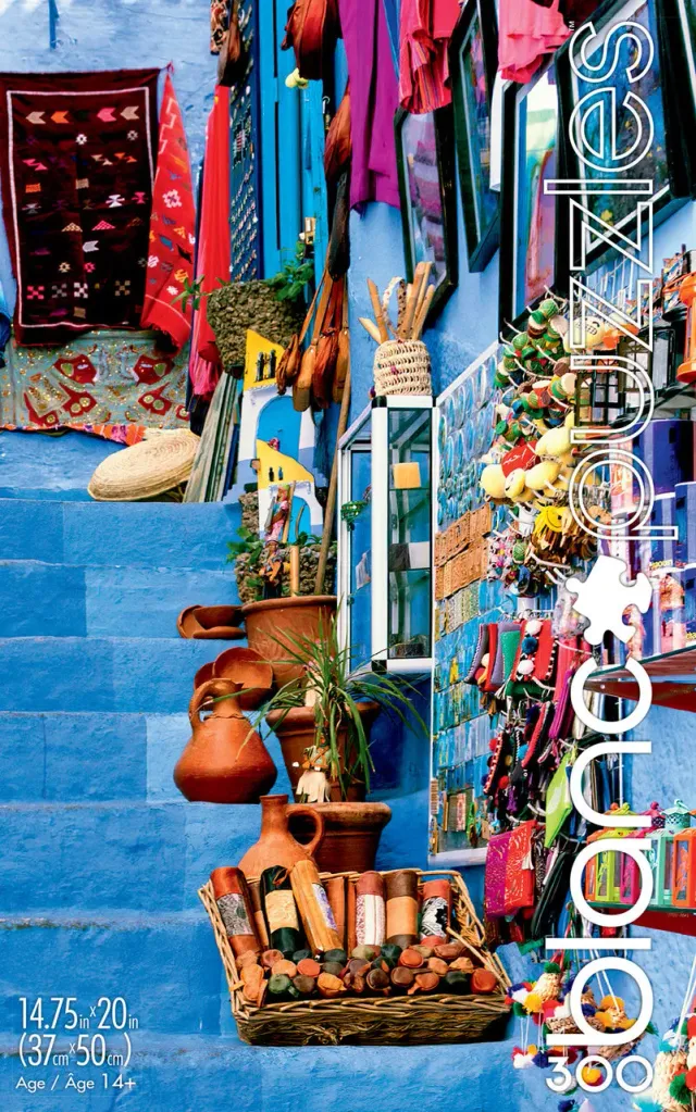Buffalo Games Blanc Blue City of Morocco puslespil 300 brikker rejsemotiv