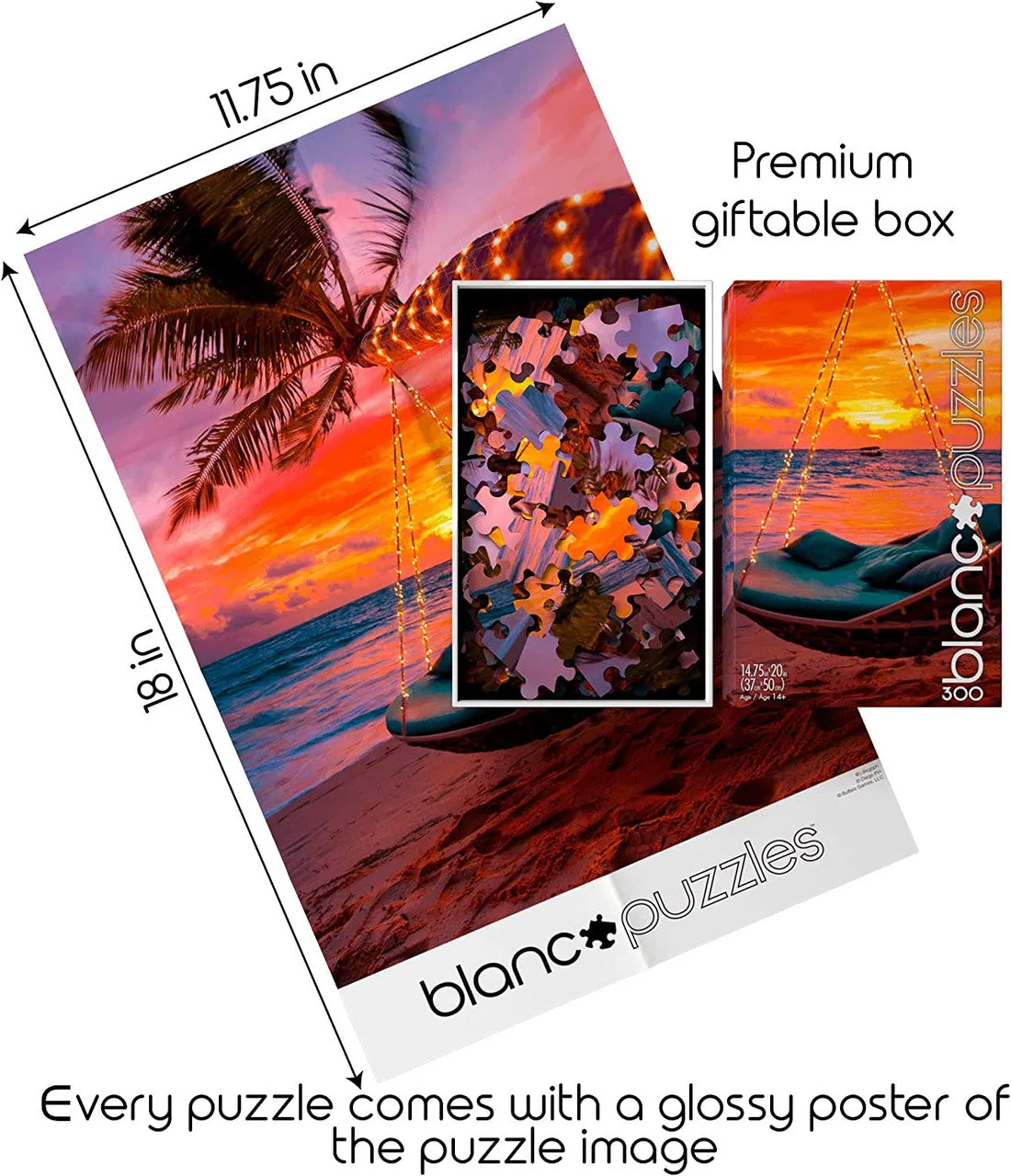Buffalo Games Blanc Maldives Sunset puslespil 300 brikker solnedgang