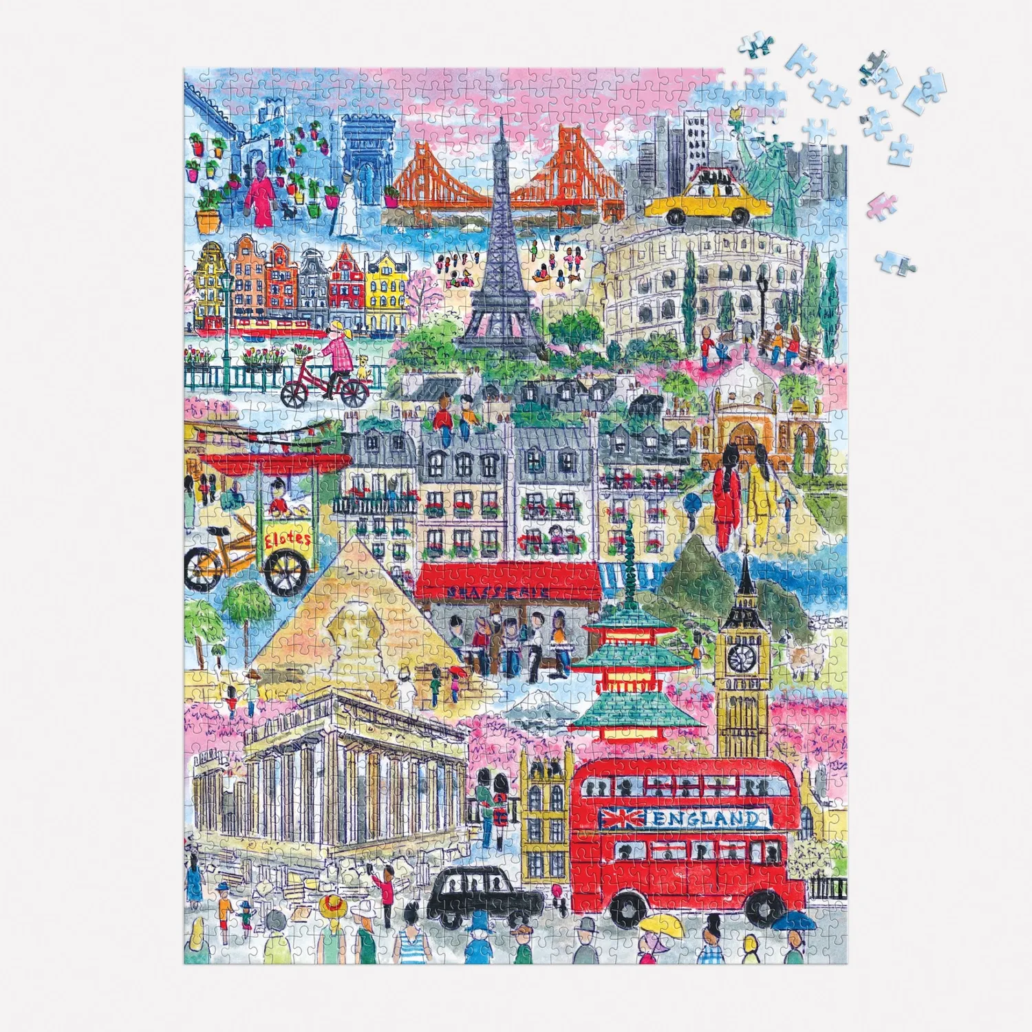 Galison Michael Storrings Cities Around the World puslespil 1000 brikker bymotiv