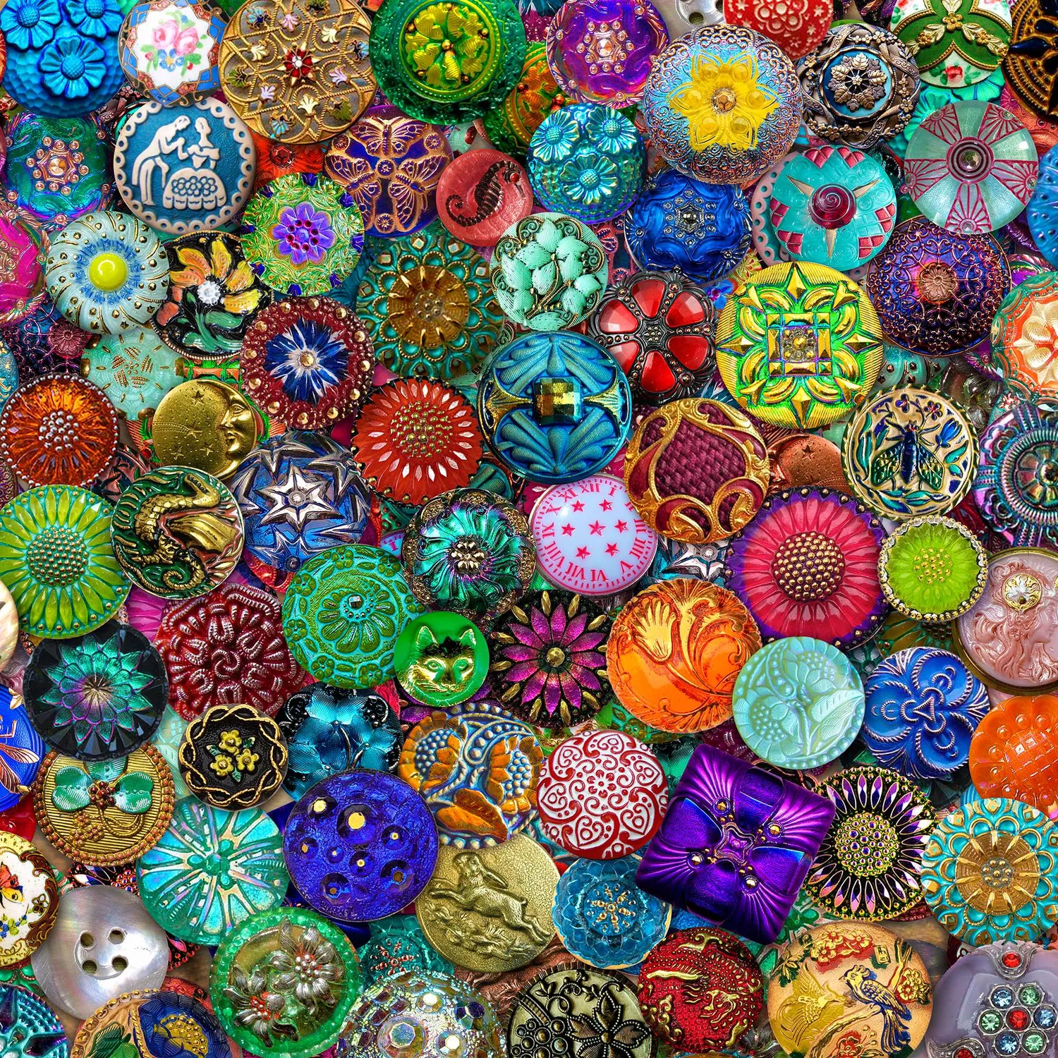 House of Puzzles Glass Buttons puslespil 1000 brikker farver