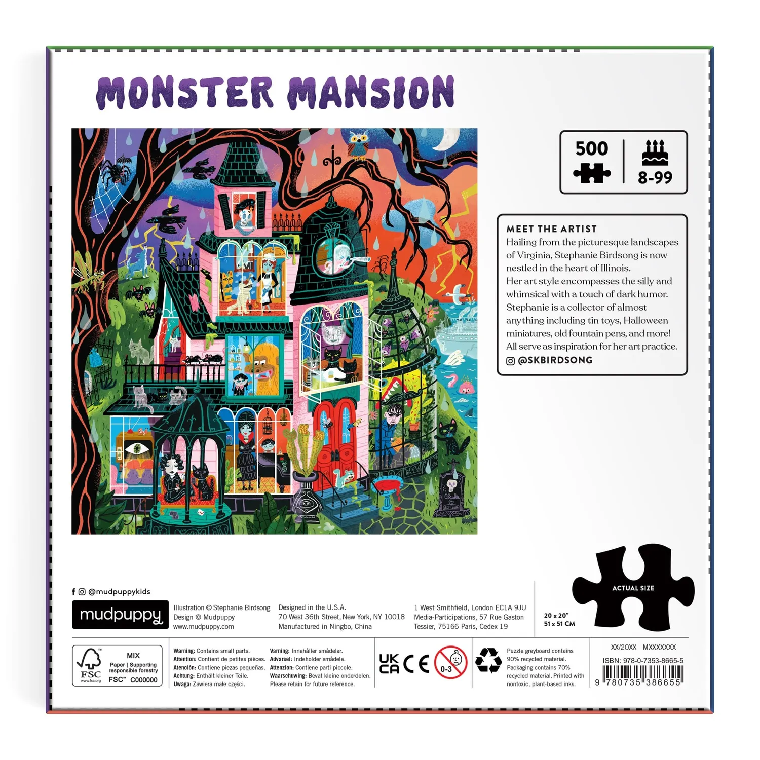 Mudpuppy Monster Mansion puslespil 500 brikker halloween