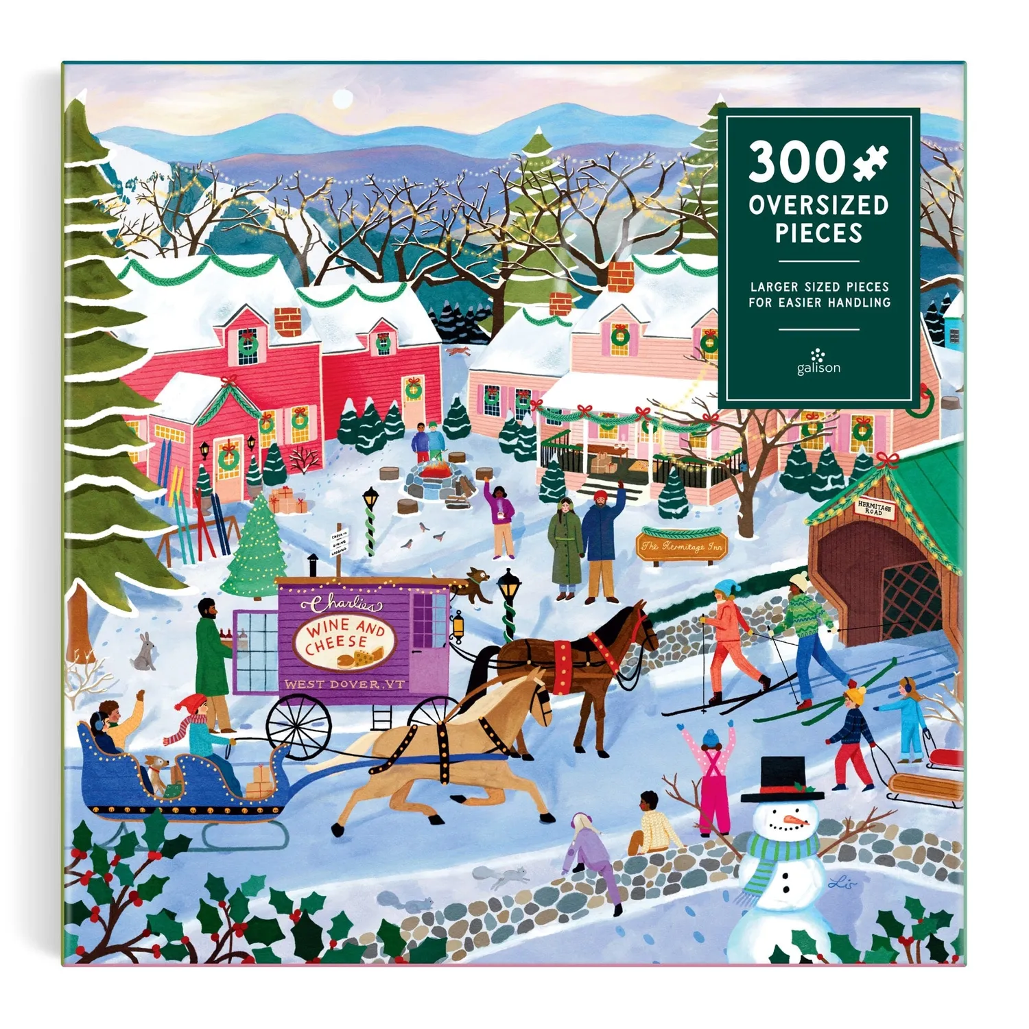 Galison Little Winter Town puslespil 300 brikker store