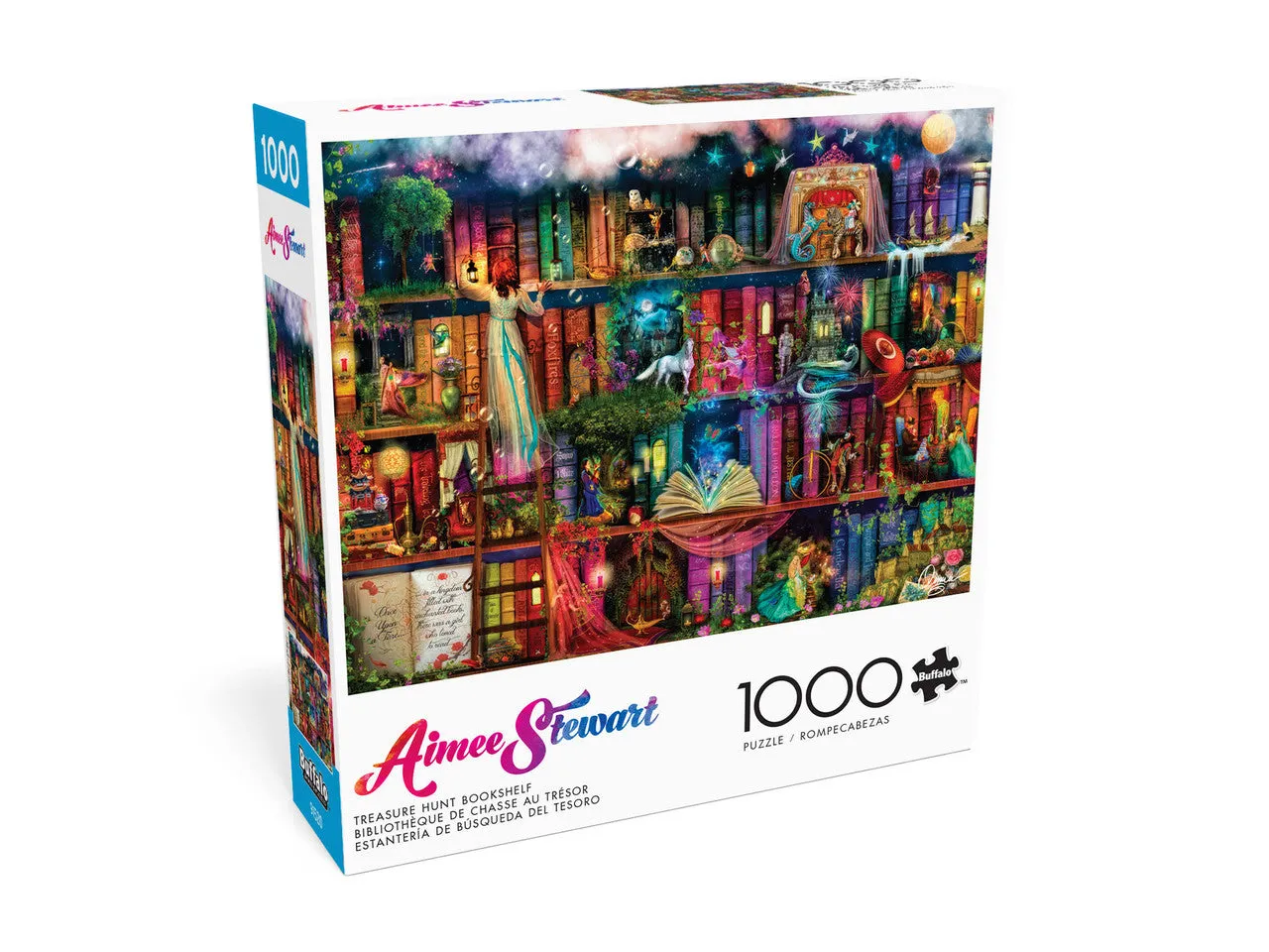 Buffalo Games Aimee Stewart Treasure Hunt Bookshelf puslespil 1000 magi