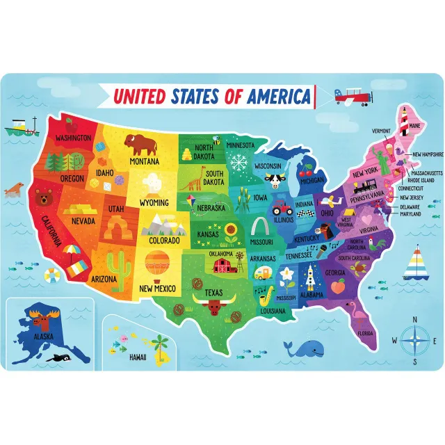 Little Buffalo Map of the USA børnepuslespil USA-kort gulv