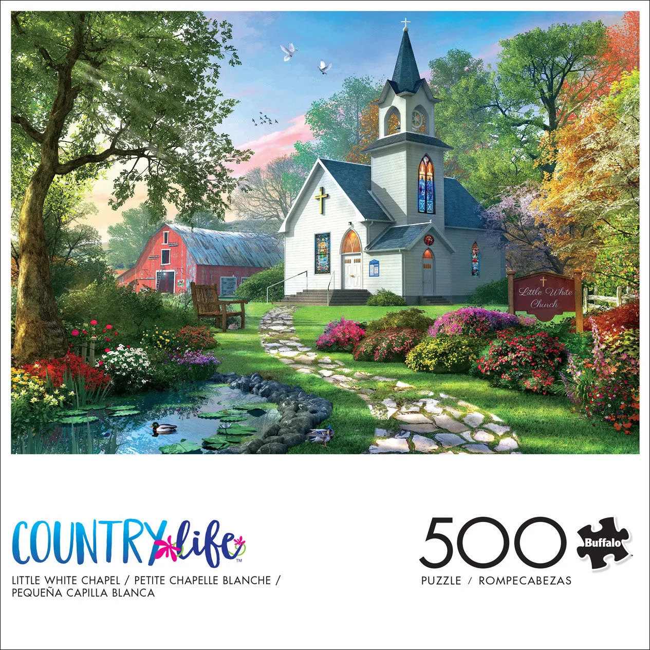 Buffalo Games Country Life Little White Chapel puslespil 500 brikker kapel