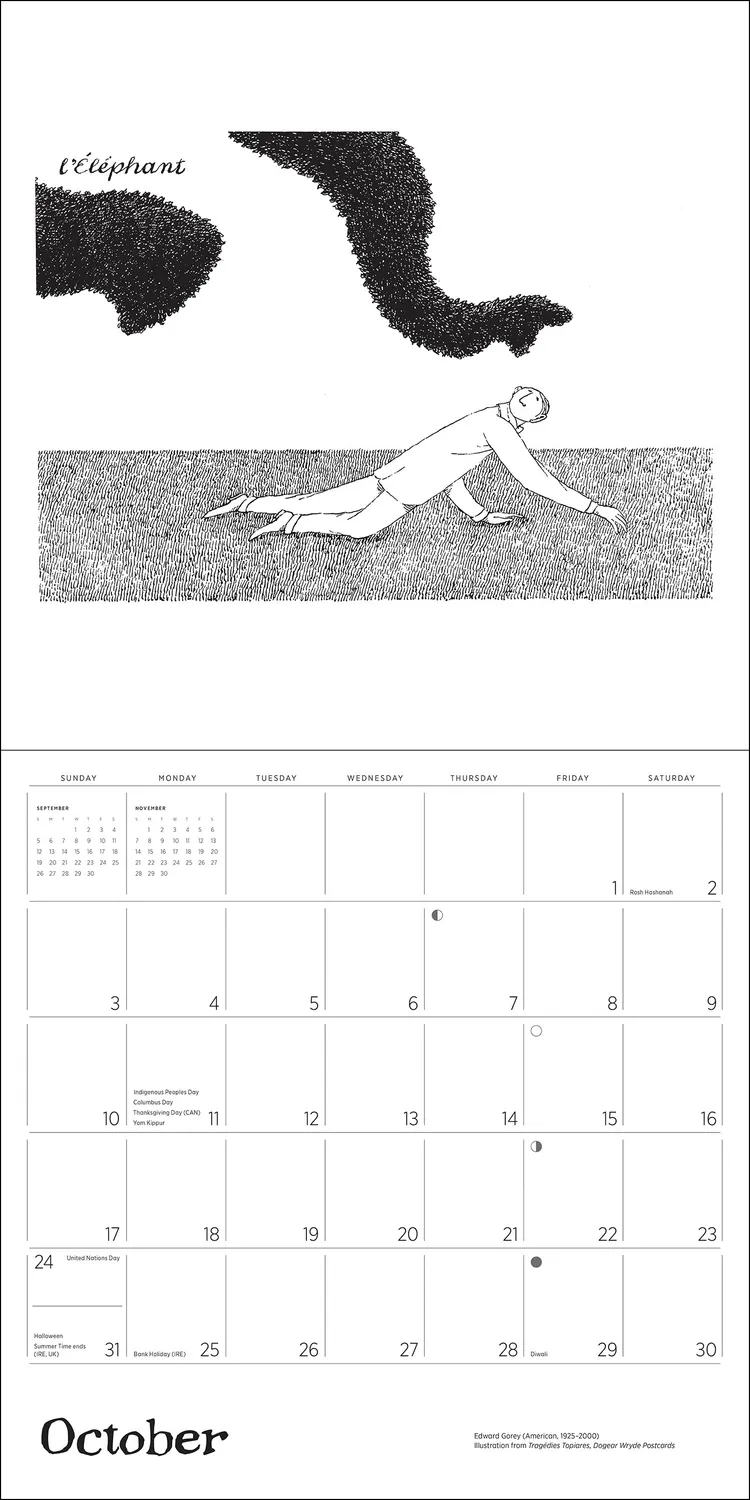 Pomegranate Edward Gorey 2027 vægkalender humor