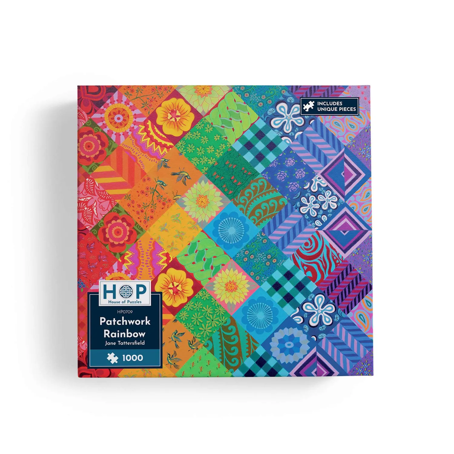 House of Puzzles Patchwork Rainbow puslespil 1000 brikker farver