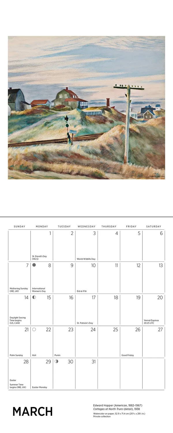 Edward Hopper 2027 mini vægkalender kystlandskaber