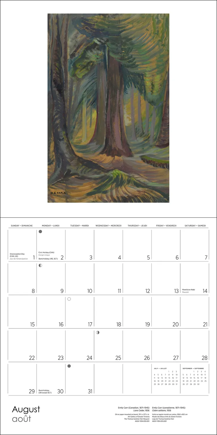 Emily Carr 2027 vægkalender landskaber 12 måneder