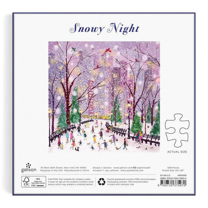 Galison Snowy Night puslespil 500 brikker vinter