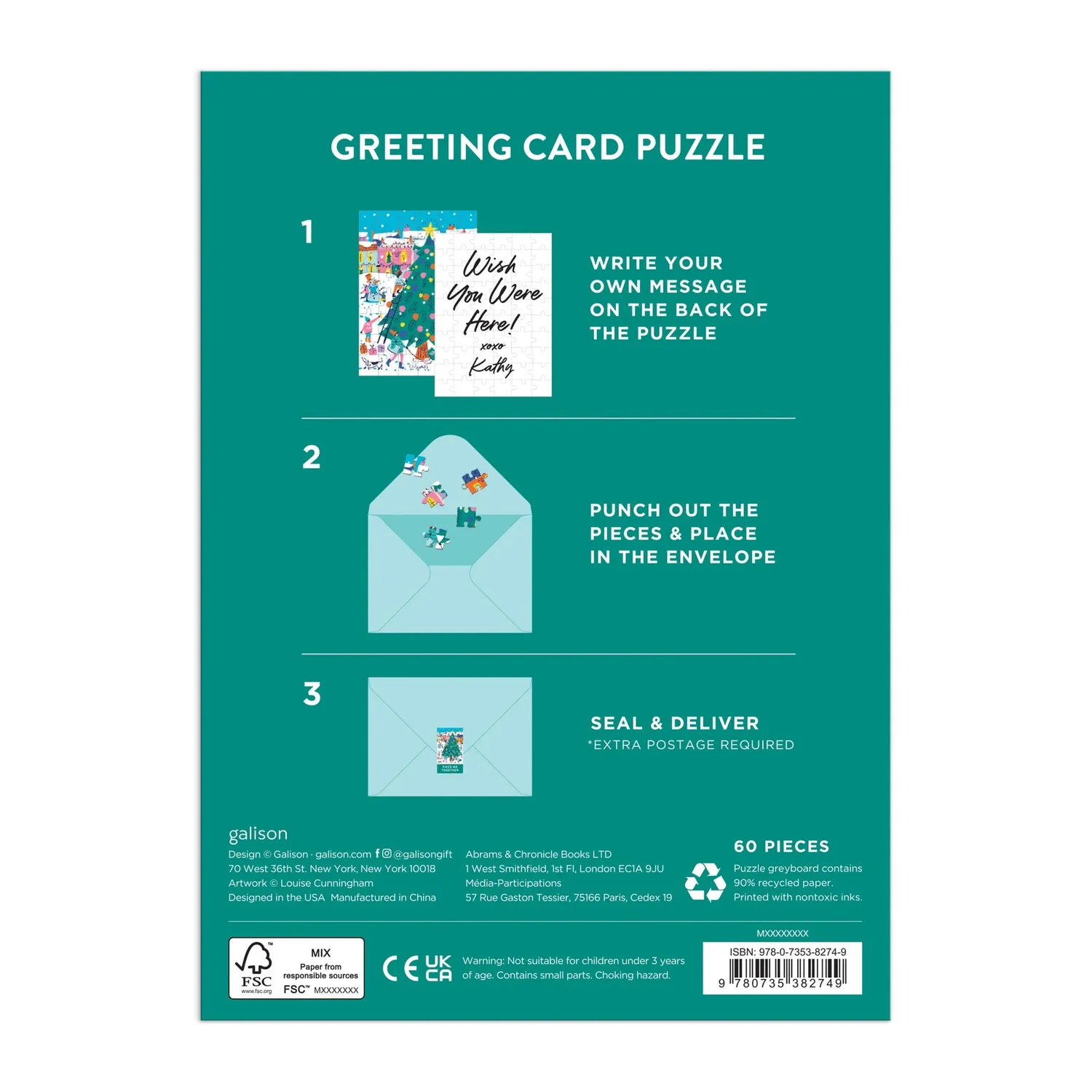 Good Puzzle Co. Merry & Bright lykønskningskort puslespil 60 brikker