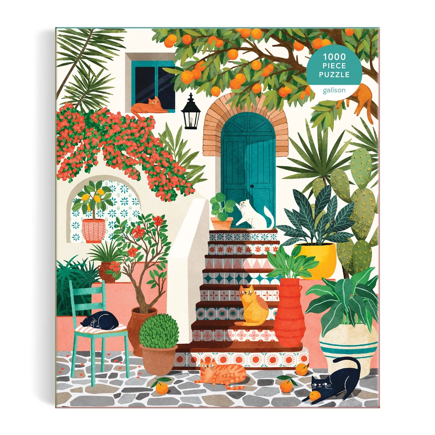 Galison Mediterranean Cats puslespil 1000 brikker kystmotiv