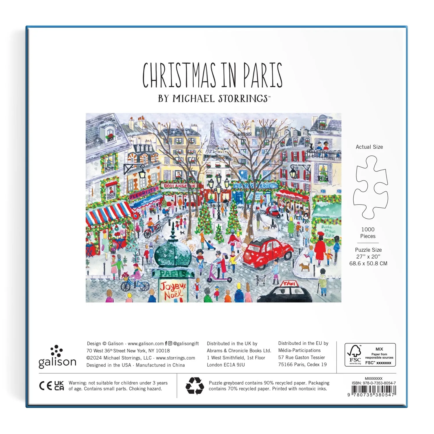 Galison Michael Storrings Christmas in Paris puslespil 1000 brikker folie