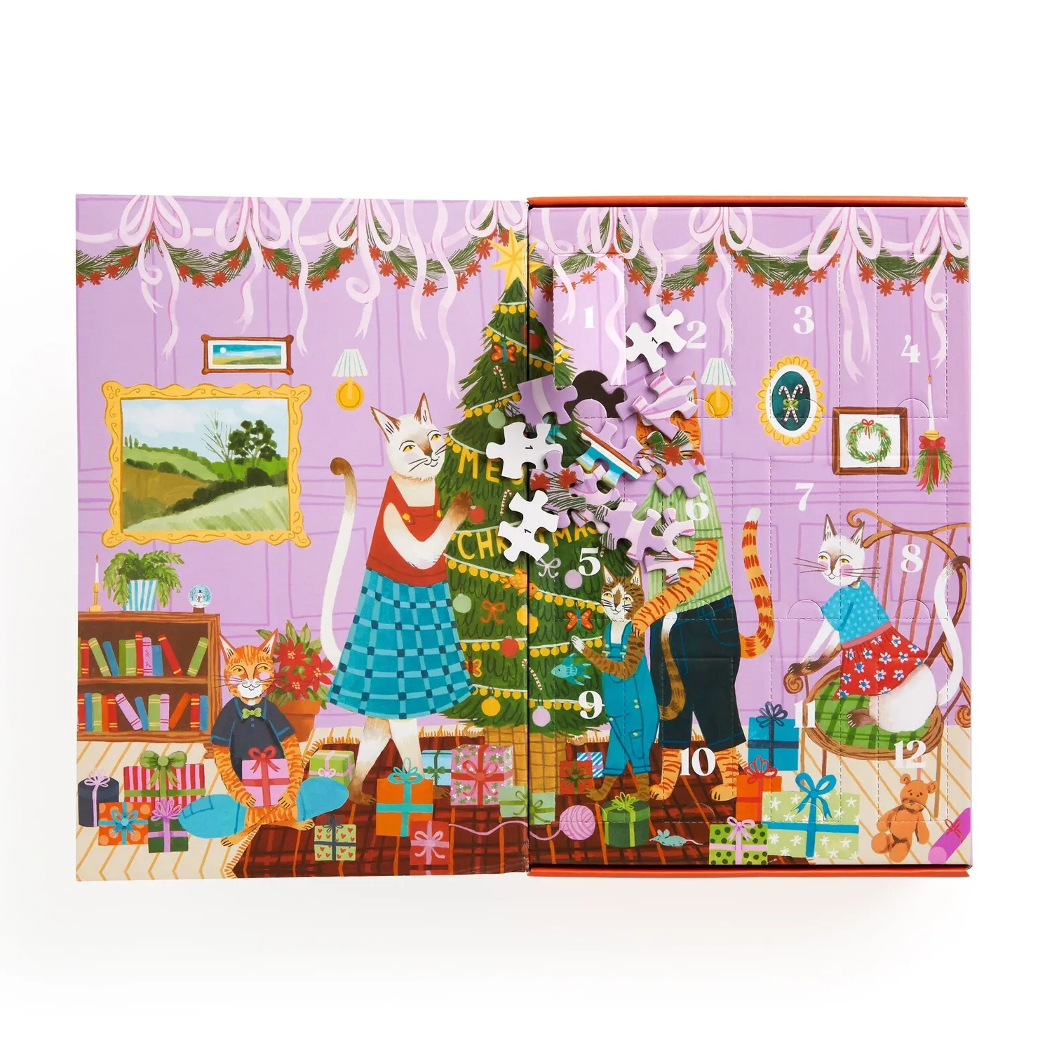 Galison Meowy Christmas 12 Days puslespil 500 brikker katte