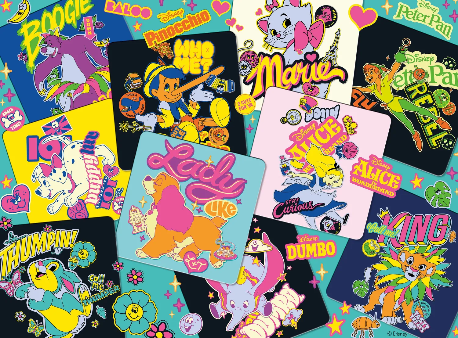 Ceaco Disney Sticker Collage puslespil 1000 brikker retro