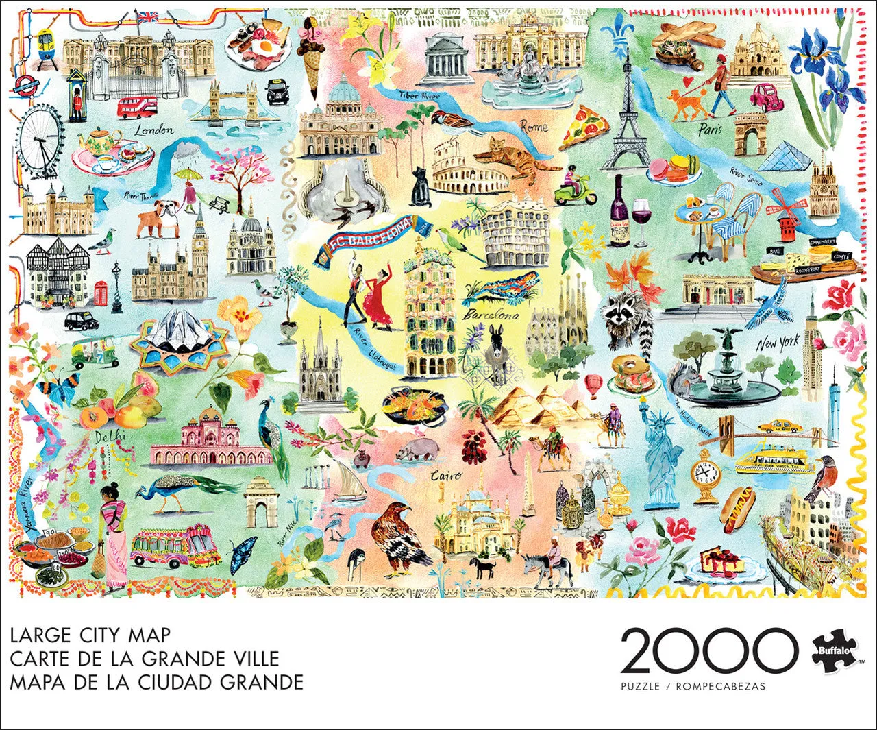 Buffalo Games Large City Map puslespil 2000 brikker verdenskort