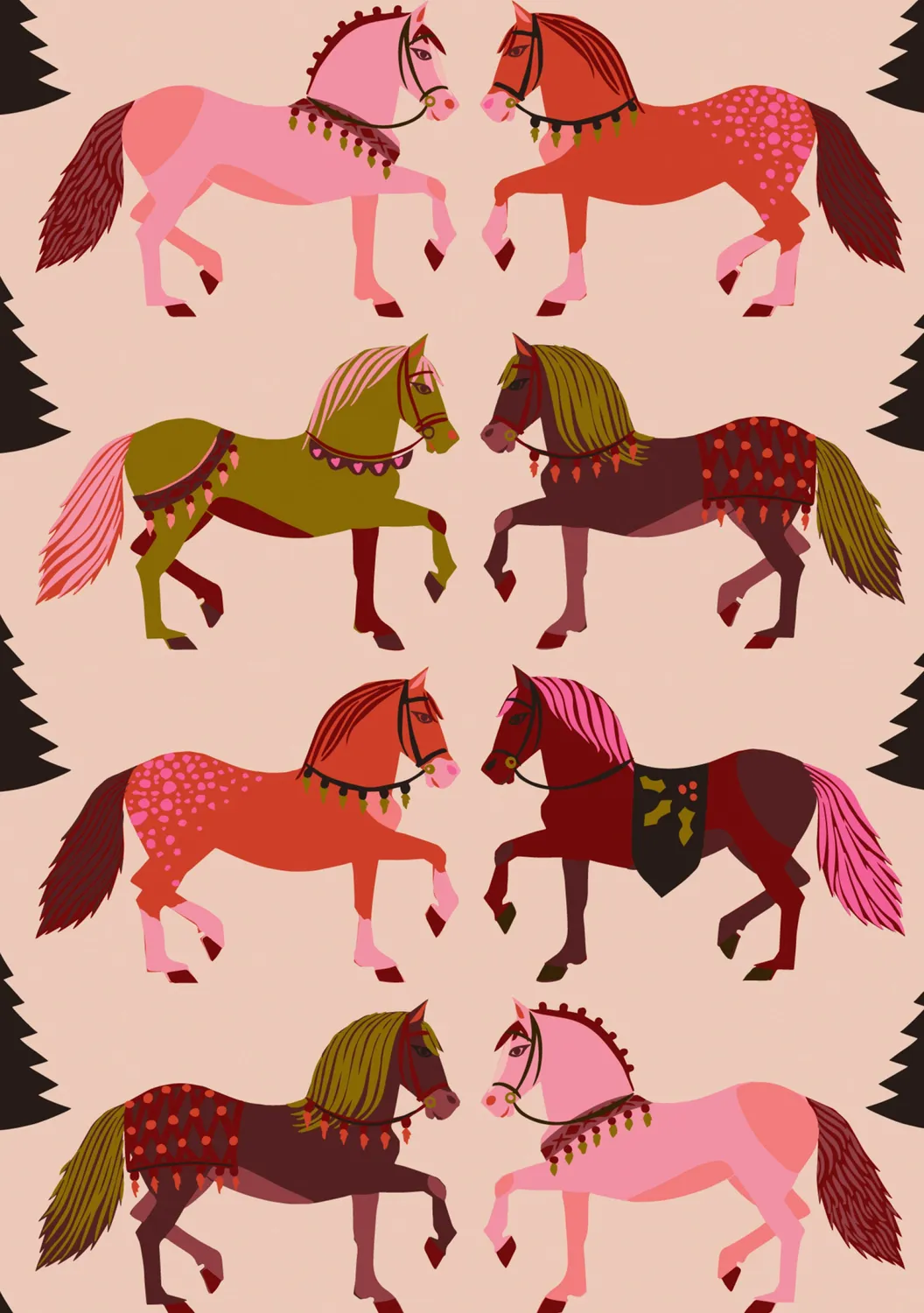 Pomegranate Kate Blairstone Holiday Horses julekort æske