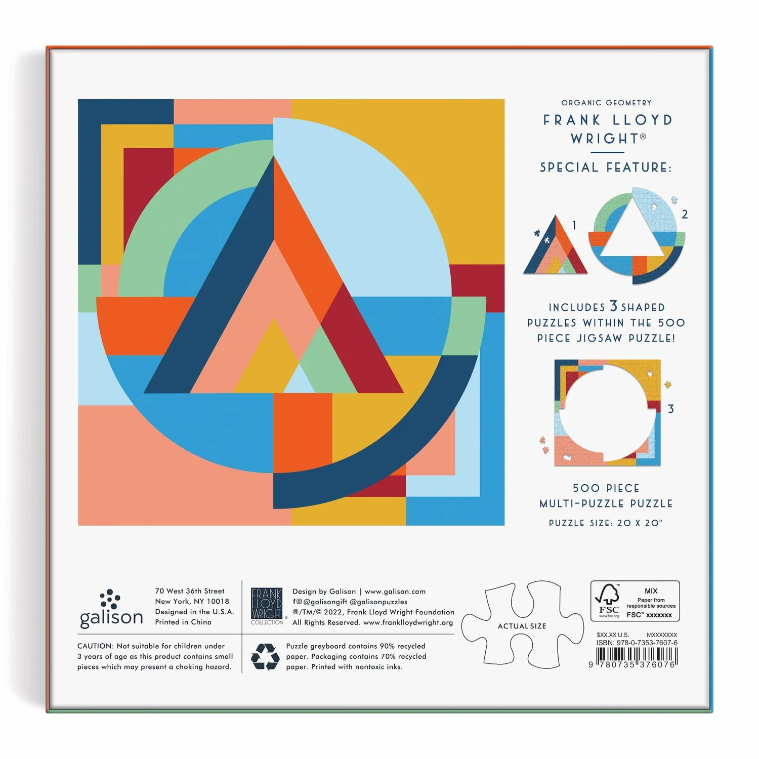 Good Puzzle Co. Frank Lloyd Wright Organic Geometry puslespil 500 brikker multi