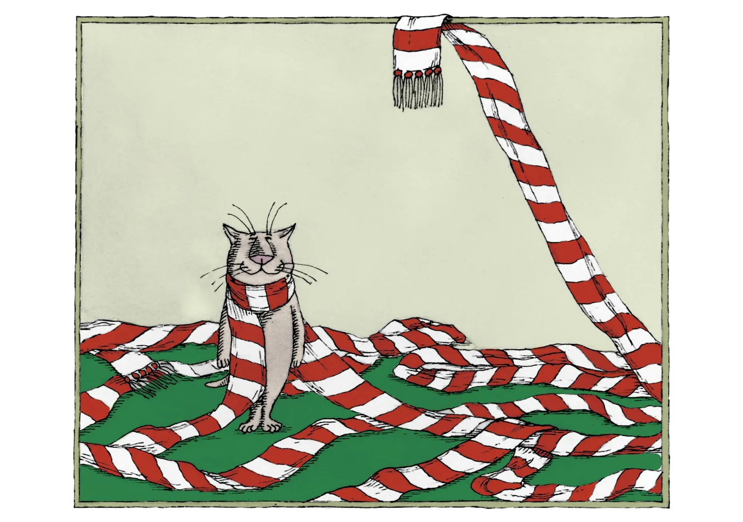 Pomegranate Edward Gorey Scarf Cat julekort humor