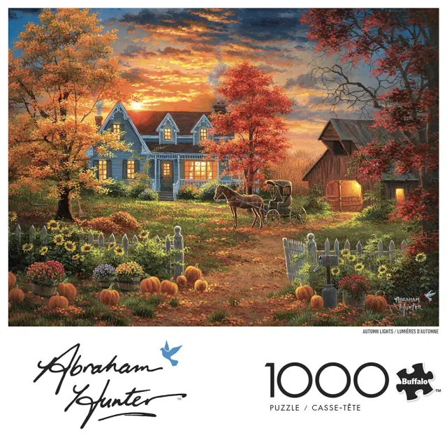 Buffalo Games Abraham Hunter Autumn Lights puslespil 1000 brikker hytte
