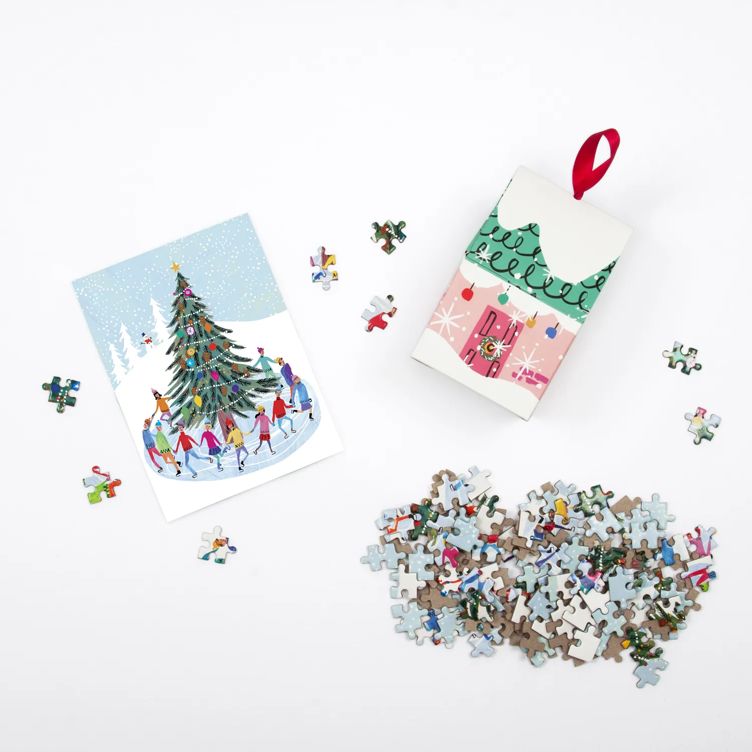 Good Puzzle Co. Tree Skaters puslespil ornament 130 brikker jul