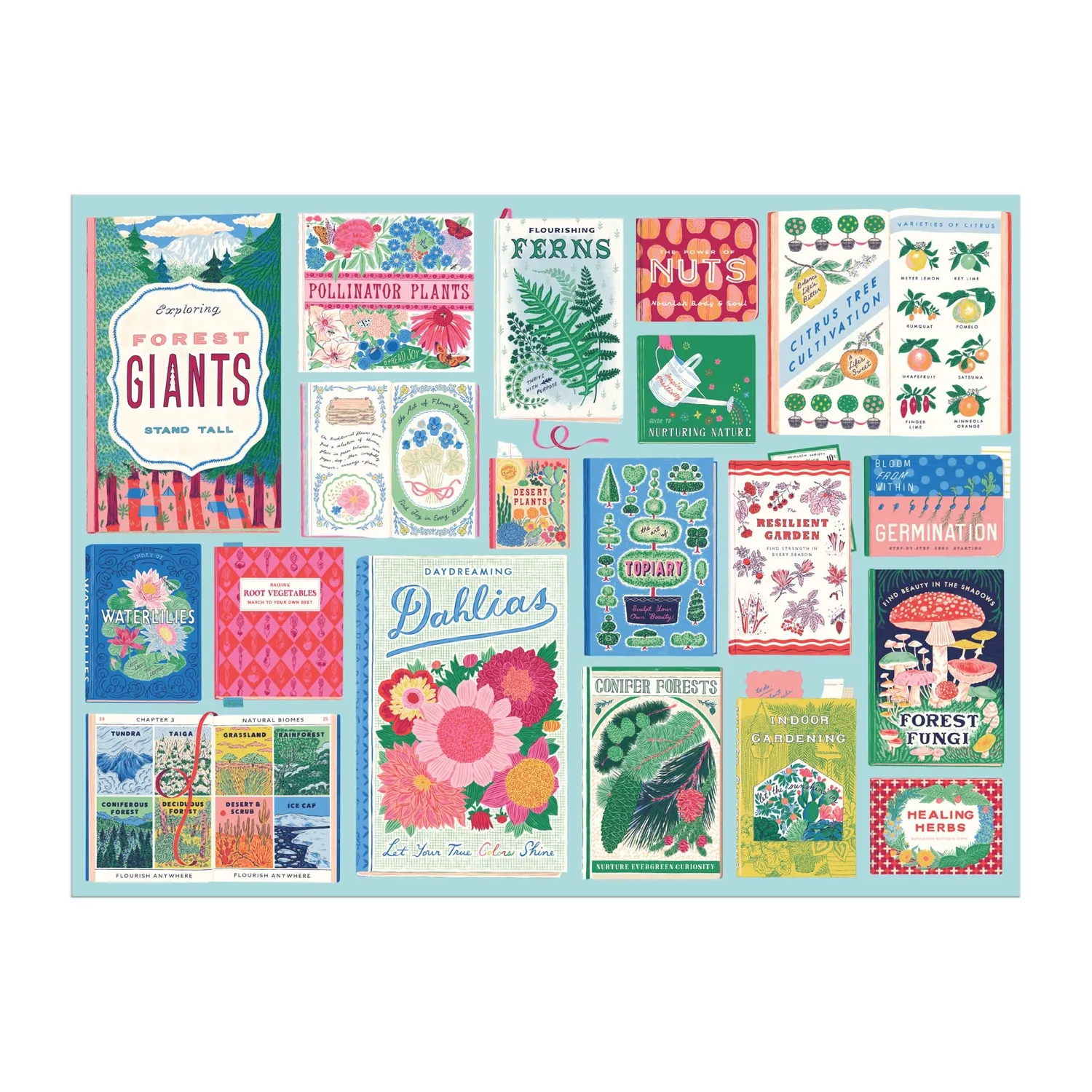 Good Puzzle Co. Ever Upward Botanist Bookshelf puslespil 1000 brikker botanisk