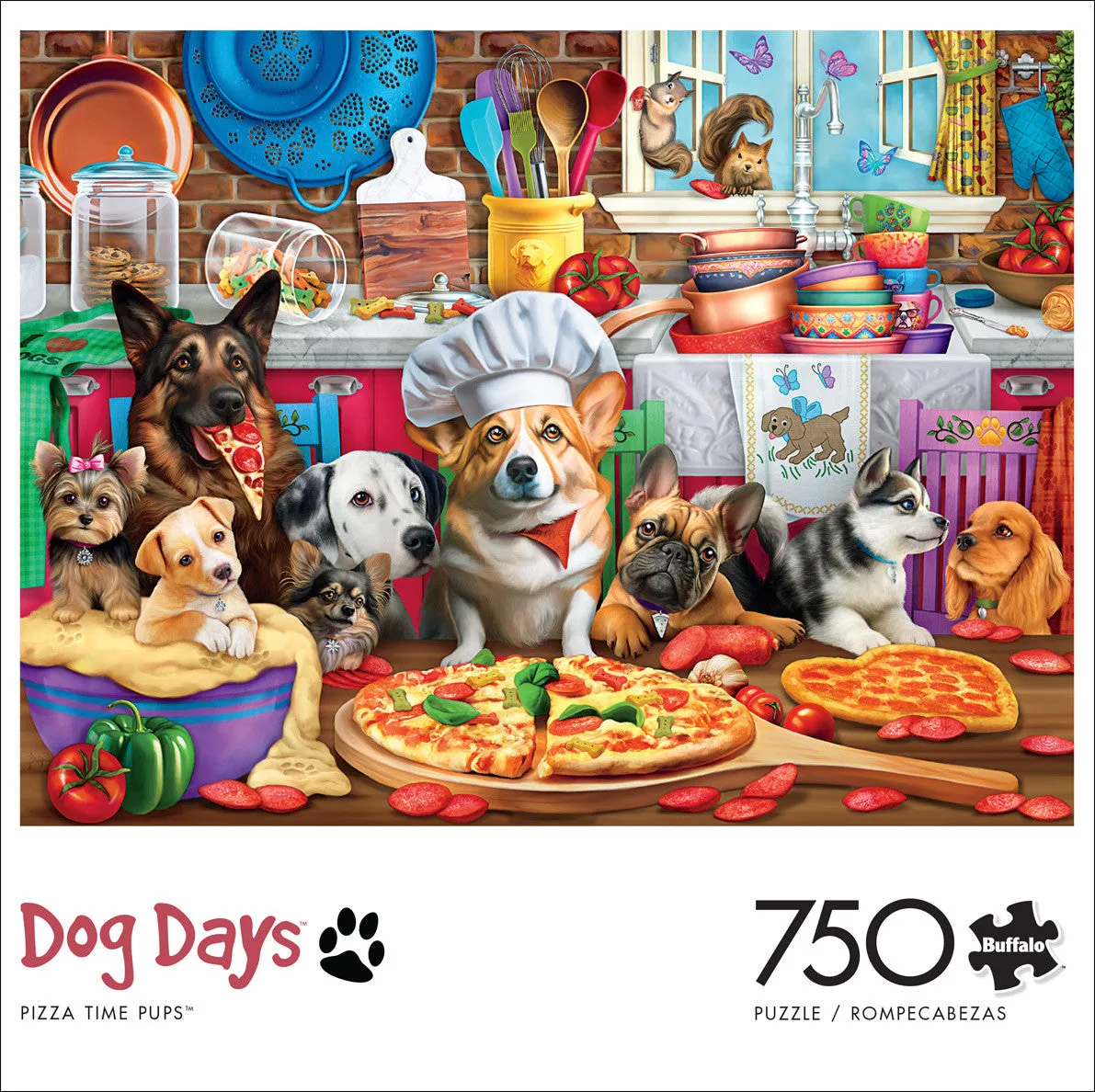 Buffalo Games Dog Days Pizza Time Pups puslespil 750 hunde