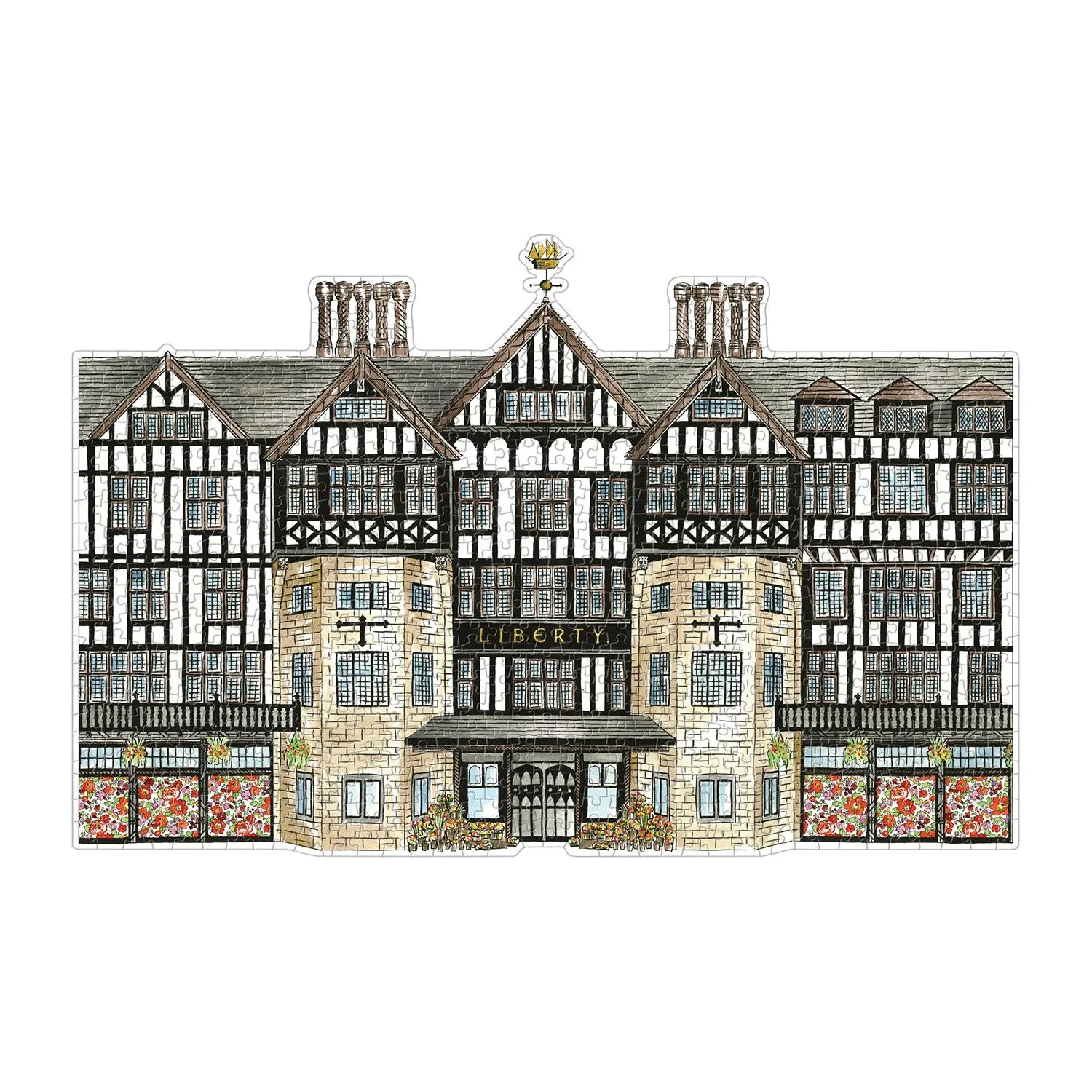 Galison Liberty London Tudor Building puslespil 750 brikker dobbeltsidet