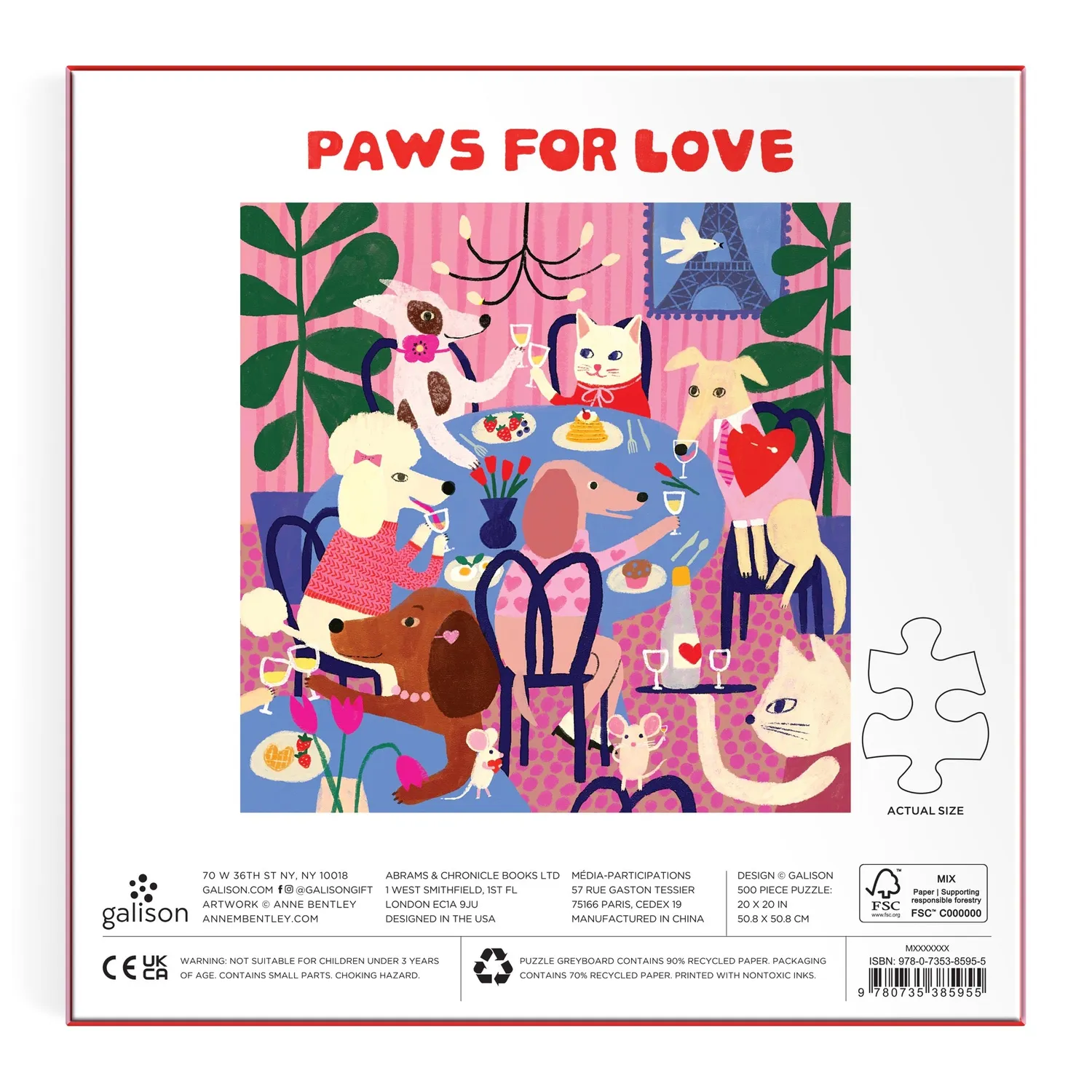 Galison Paws for Love puslespil 500 brikker hunde katte