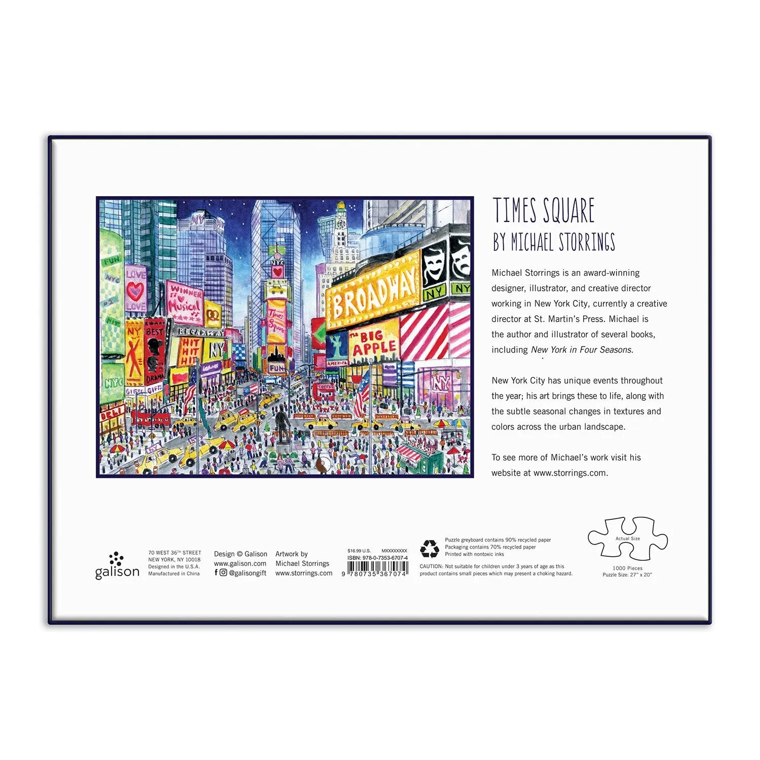 Galison Storrings Times Square puslespil 1000 brikker by