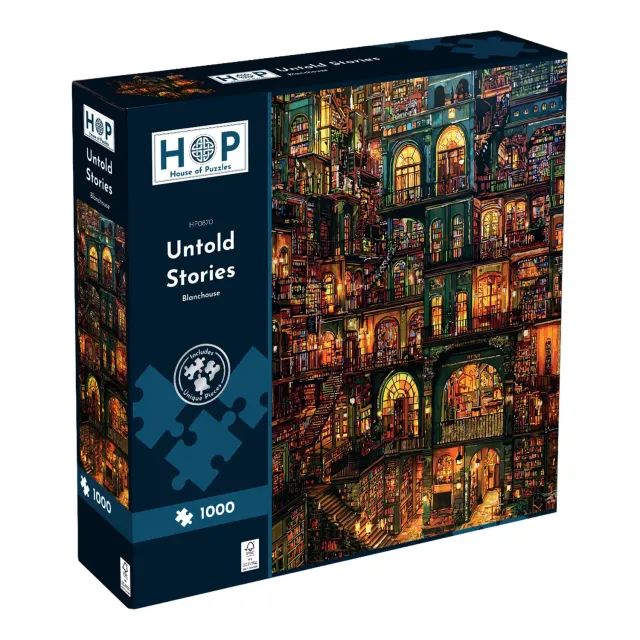House of Puzzles Untold Stories 1000 puslespil bibliotek