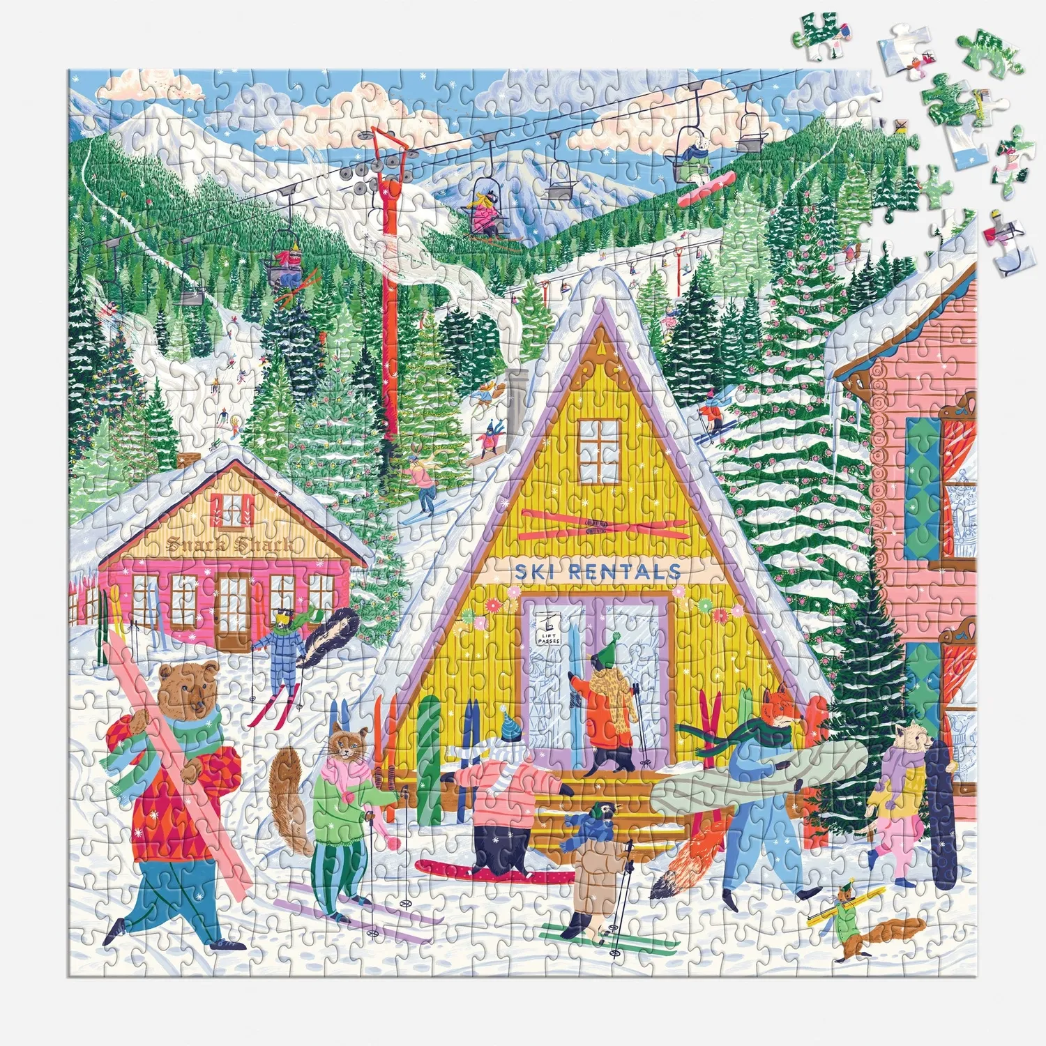 Galison Emily Taylor Ski Village puslespil 500 brikker jul