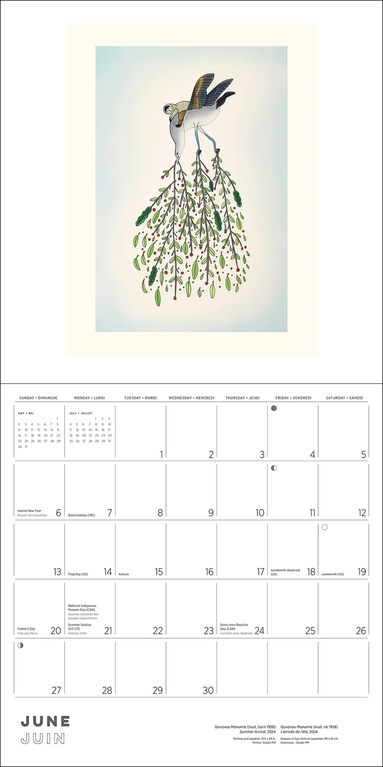 Inuit Art Kinngait vægkalender 2027 Pomegranate dyr