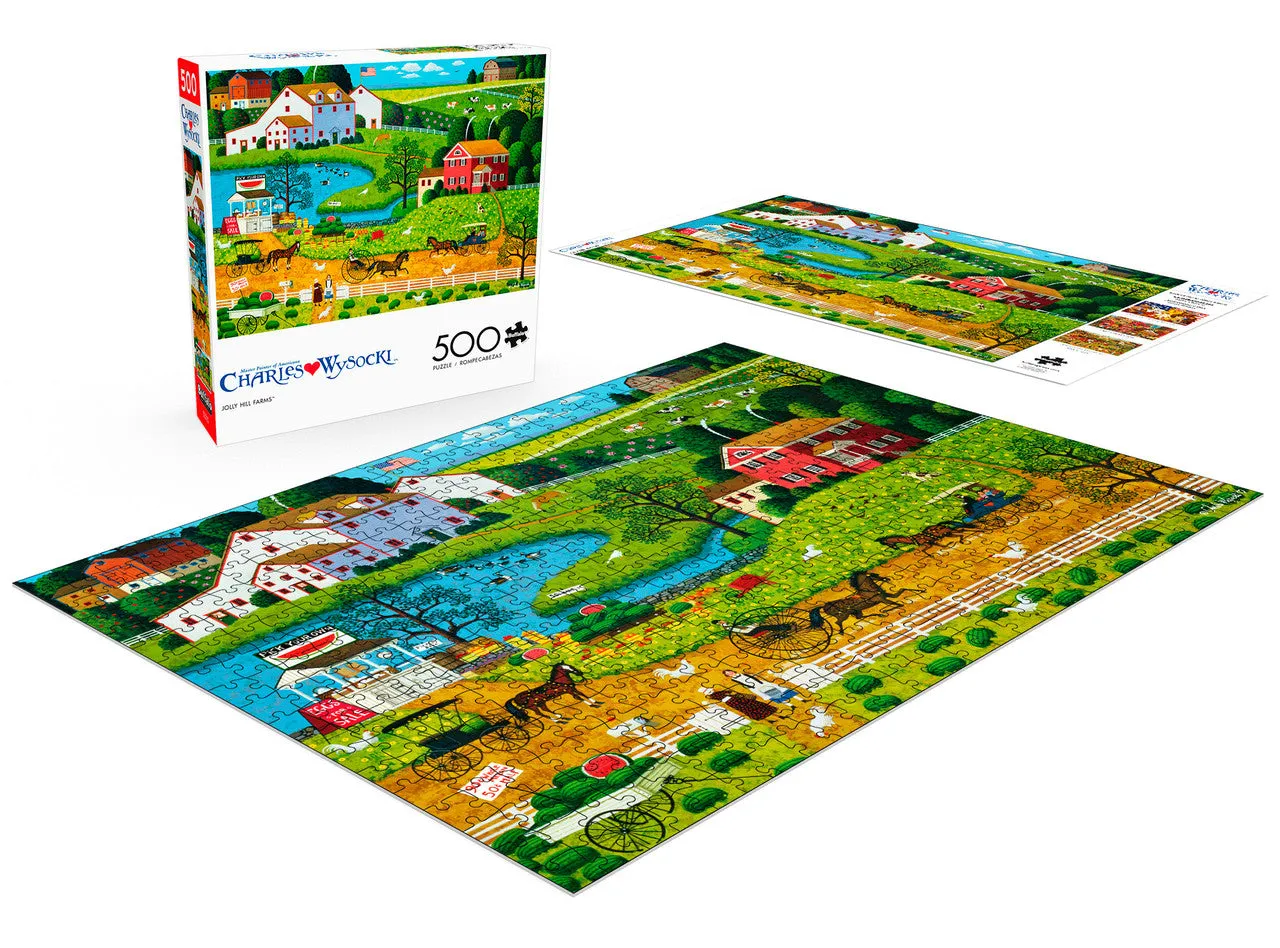 Buffalo Games Americana Jolly Hill Farms puslespil 500 brikker gårdmotiv