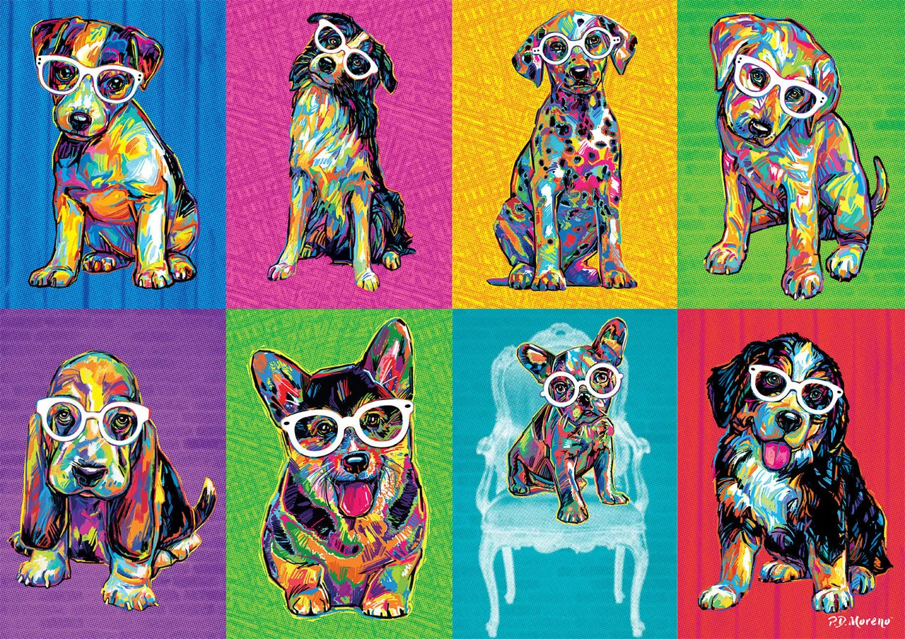 Buffalo Games Bonjour Colorblock Dogs puslespil 500 brikker hunde